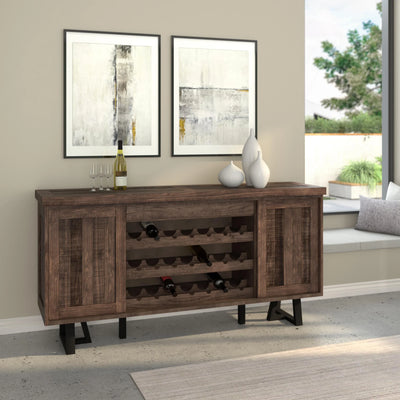 Alpine Furniture Prairie Sideboard with Wine Holder, Natural/Black