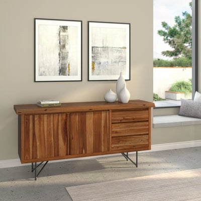 Alpine Furniture Live Edge Server, Light Walnut