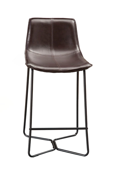 Alpine Furniture Live Edge Set of 2 Bonded Leather Pub Chairs, Dark Brown