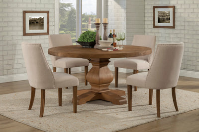 Alpine Furniture Kensington Round Solid Pine Dining Table, Reclaimed Natural