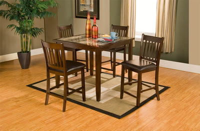 Alpine Furniture Capitola Faux Marble 5 Piece Pub Set, Espresso