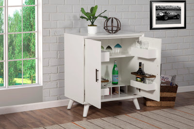 Alpine Furniture Flynn Small Bar Cabinet, White