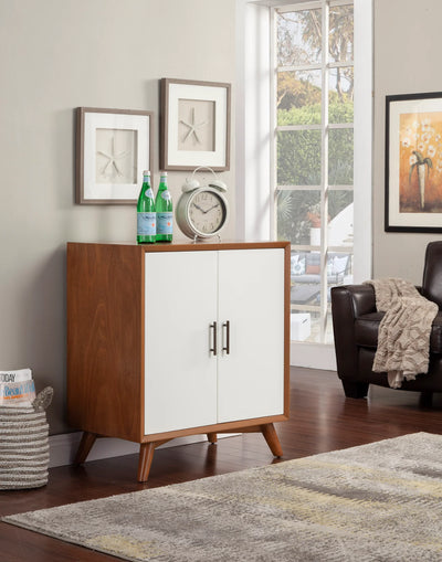 Alpine Furniture Flynn Small Bar Cabinet, Acorn/White