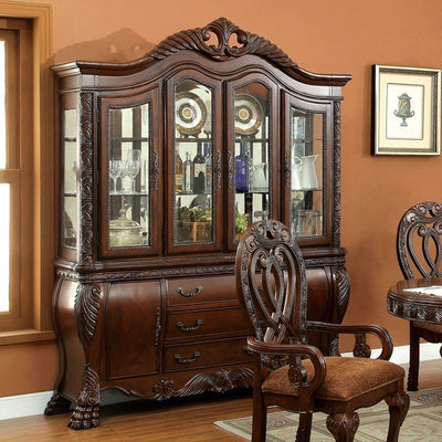 Furniture of America Beau Traditional Multi-Storage Hutch and Buffet in Cherry