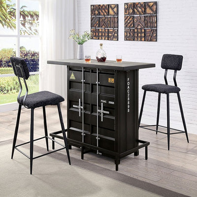 Furniture of America Lalka Sliding Door Bar Table in Black